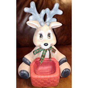 Christmas Decoration Ceramic Reindeer Dish Handmade